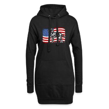 Weimaraner Amérique Flag Chiens Chiens de chasse Wilsigns - Sweat-shirt à capuche long Femme - noir - Devant