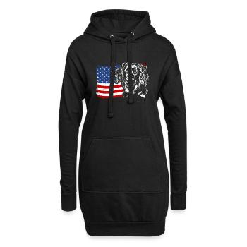 Hovawart America Flag Chien Chiens Wilsigns - Sweat-shirt à capuche long Femme - noir - Devant