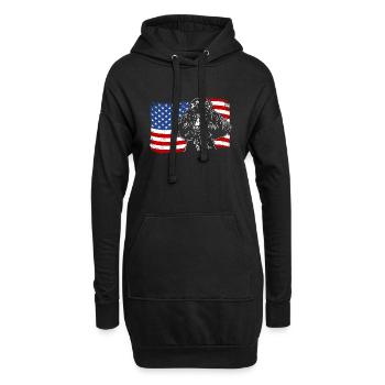 Caniche Amérique Flag Chien Chiens Wilsigns - Sweat-shirt à capuche long Femme - noir - Devant