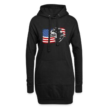 Rottweiler America Flag Chien Chiens Wilsigns - Sweat-shirt à capuche long Femme - noir - Devant