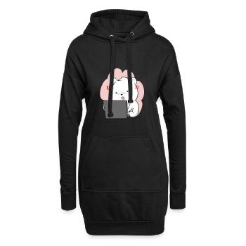 Ours polaire Ours polaire Animal de compagnie Kawaii Chibi Cute - Sweat-shirt à capuche long Femme - noir - Devant