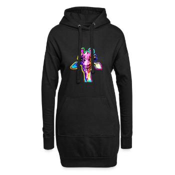 Regenbogen Giraffe Punk Giraffe Rainbow - Hoodie-Kleid - Schwarz - Vorne