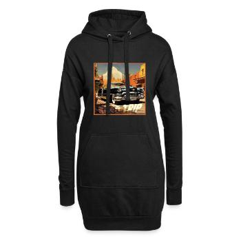 Road Trip,Voiture,Amérique,Catoon Look - Sweat-shirt à capuche long Femme - noir - Devant