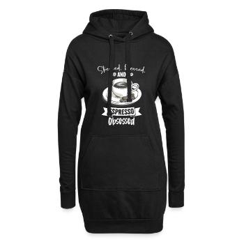 Gestresst Espresso Obsessed - Kaffee Liebhaber - Hoodie-Kleid - Schwarz - Vorne