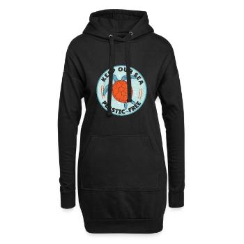 Gardez notre tortue de mer sans plastique - Sweat-shirt à capuche long Femme - noir - Devant
