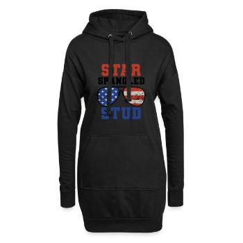 Star Spangled Stud Friedenszeichen USA Flagge - Hoodie-Kleid - Schwarz - Vorne