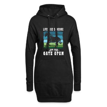 Vivez comme si quelqu’un avait laissé la porte ouverte Cheval - Sweat-shirt à capuche long Femme - noir - Devant