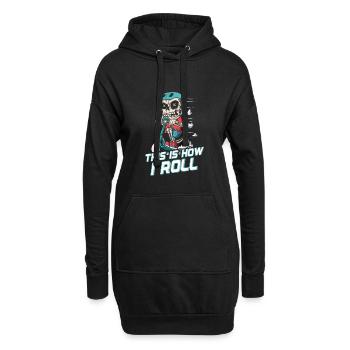 How I Roll : Squelette de patineur sur trottinette - Sweat-shirt à capuche long Femme - noir - Devant