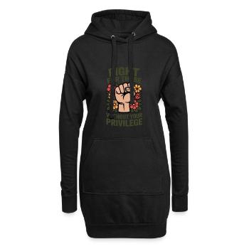 Lutte pour le poing des fleurs sans privilèges - Sweat-shirt à capuche long Femme - noir - Devant