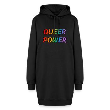 Queere Macht - Hoodie-Kleid - Schwarz - Vorne