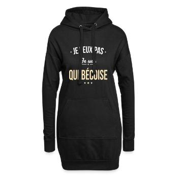 Je peux pas je suis Québecoise - Sweat-shirt à capuche long Femme - noir - Devant