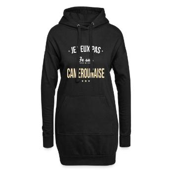 Je peux pas je suis Camerounaise - Sweat-shirt à capuche long Femme - noir - Devant