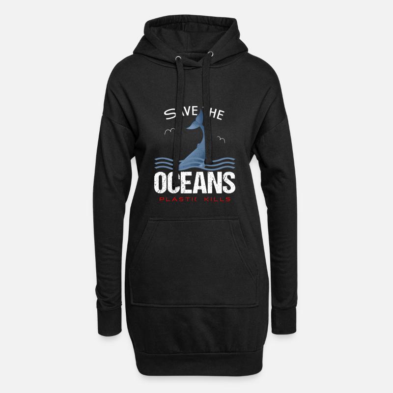 Save the Oceans - Plastic kills - Hoodie-Kleid - Schwarz