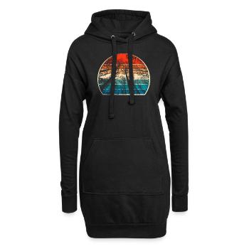 Retro Bäume - Hoodie-Kleid - Schwarz - Vorne
