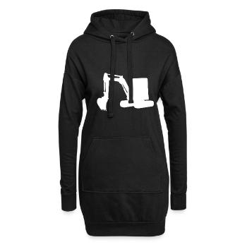 Pelle Pelle Blanc Terrassement Génie Civil Chantier - Sweat-shirt à capuche long Femme - noir - Devant