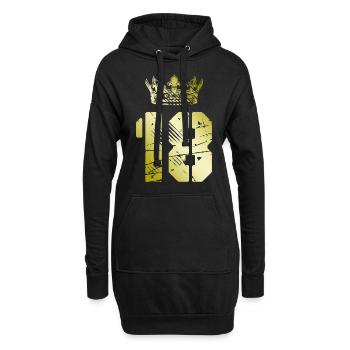 18 Zahl Krone - Hoodie-Kleid - Schwarz - Vorne