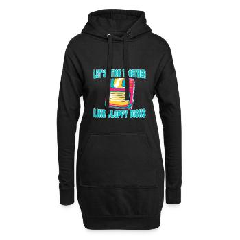 Collons-nous les uns aux autres comme des disquettes - Sweat-shirt à capuche long Femme - noir - Devant