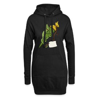 Chamäleon mit Schultüte und Zettel - Hoodie-Kleid - Schwarz - Vorne