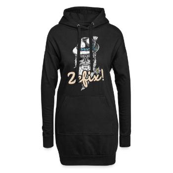 Zefix Totenkopf Bayern Bayrischer Dialekt Grantler - Hoodie-Kleid - Schwarz - Vorne