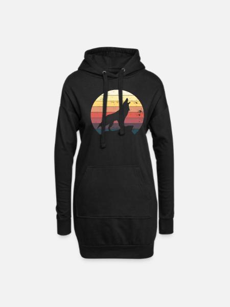 Heulender Wolf auf Berg Geschenk - Hoodie-Kleid - Schwarz