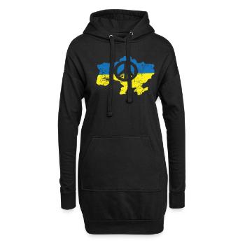 Signe de paix devant le drapeau ukrainien - Sweat-shirt à capuche long Femme - noir - Devant