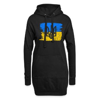 Guerre d’Ukraine - Trident devant le drapeau ukrainien - Sweat-shirt à capuche long Femme - noir - Devant
