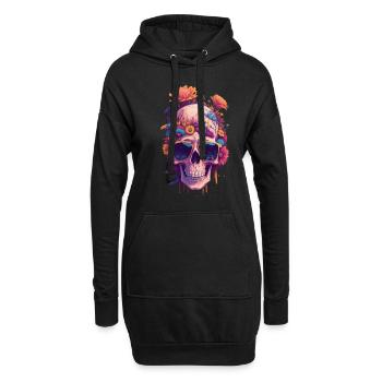 Crâne mort avec des lunettes de soleil à la mode - Sweat-shirt à capuche long Femme - noir - Devant
