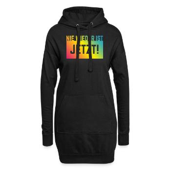 Plus jamais ça, c’est maintenant ! (Contre la droite / Arc-en-ciel) - Sweat-shirt à capuche long Femme - noir - Devant