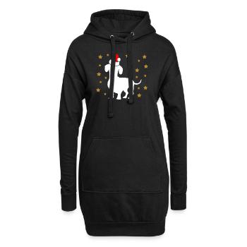 Teckel de Noël avec des étoiles de chapeau de Père Noël - Sweat-shirt à capuche long Femme - noir - Devant