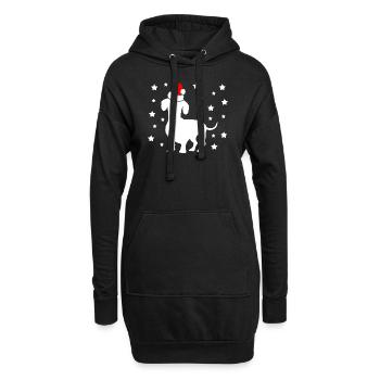 Teckel de Noël avec des étoiles de chapeau de Père Noël - Sweat-shirt à capuche long Femme - noir - Devant