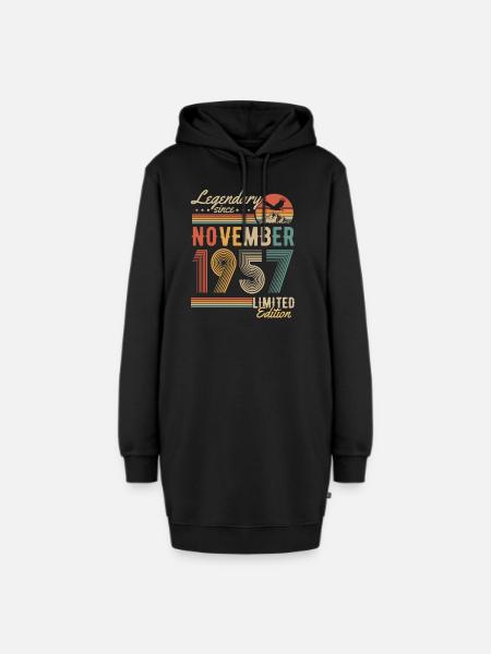 November 1957 Jahrgang Vintage Geburtstag Retro - Hoodie-Kleid - Schwarz