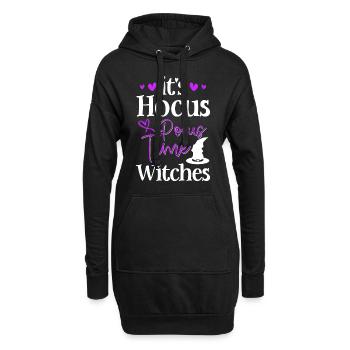 Hexe Halloween Besen - Hoodie-Kleid - Schwarz - Vorne