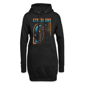 Cyberpunk Retro Manga Scifi - Hoodie-Kleid - Schwarz - Vorne