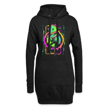 Cyberpunk Streetwear Gamer Technik - Hoodie-Kleid - Schwarz - Vorne