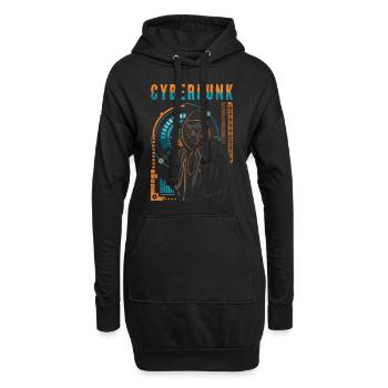 Cyborg Steampunk Tech - Hoodie-Kleid - Schwarz - Vorne