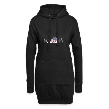 Fantasy Tierliebhaber Geschenk Herzschlag Einhorn - Hoodie-Kleid - Schwarz - Vorne