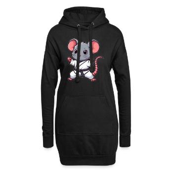 Maus Ratte Karate Kampfsport japanische Kampfkunst - Hoodie-Kleid - Schwarz - Vorne