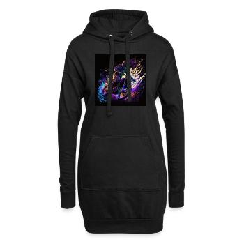 cooler Motocrosser im black light Stil - Hoodie-Kleid - Schwarz - Vorne