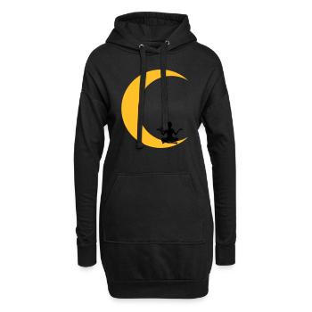méditer lune yoga prier fitness femme s'aimer - Sweat-shirt à capuche long Femme - noir - Devant