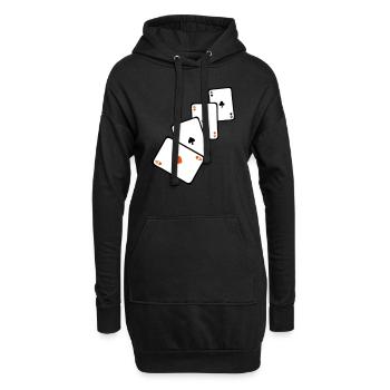 carte poker carre as 1 - Sweat-shirt à capuche long Femme - noir - Devant