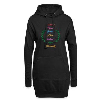 Kindness Peace Equality Love Inclusion Hope Divers - Sweat-shirt à capuche long Femme - noir - Devant