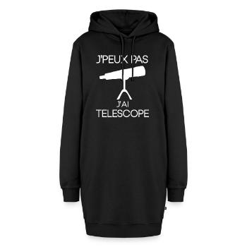 Je peux pas j'ai télescope cadeau astronomie homme - Sweat-shirt à capuche long Femme - noir - Devant