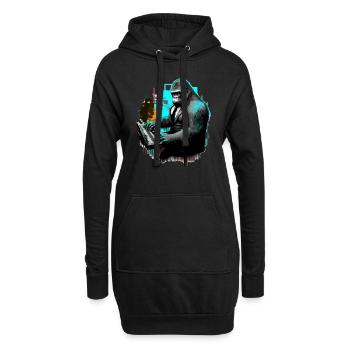 Le gorille musicien - Sweat-shirt à capuche long Femme - noir - Devant