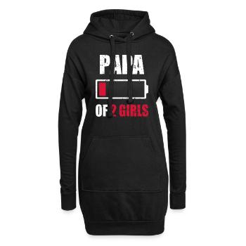Papa de 2 filles Girl Dead Battery pour la fête des pères - Sweat-shirt à capuche long Femme - noir - Devant