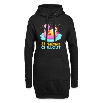 Produit design Christmas Flamingo Chillout - Sweat-shirt à capuche long Femme - noir - Devant