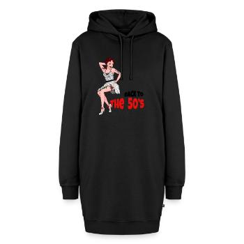 Zurück zu den 50er Jahren Pin-ups - Hoodie-Kleid - Schwarz - Vorne - AI Model Female 172 light (172cm)
