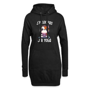 J'Peux Pas J'ai Yoga Chat - Cadeau Femme Yogi - Sweat-shirt à capuche long Femme - noir - Devant