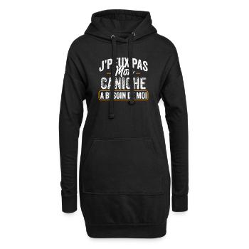J'Peux Pas Mon Caniche A Besoin De Moi - Sweat-shirt à capuche long Femme - noir - Devant