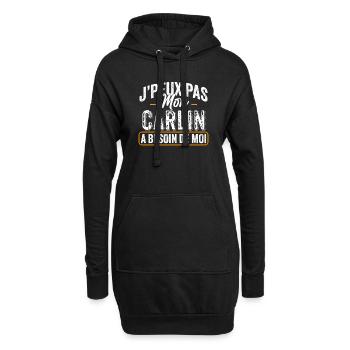 J'Peux Pas Mon Carlin A Besoin De Moi - Sweat-shirt à capuche long Femme - noir - Devant