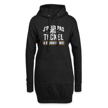 J'Peux Pas Mon Teckel A Besoin De Moi - Sweat-shirt à capuche long Femme - noir - Devant